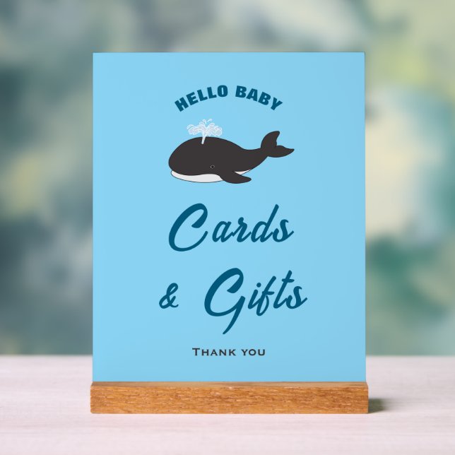 Graue Whale Hallo Kinderspielkarten und Geschenksc Acrylschild (Neutral)