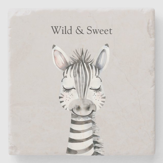 Graue Wilde & Süße Zebra Steinuntersetzer (Vorderseite)