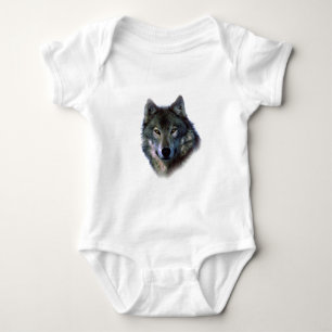 Graue Wolf Augen Baby Strampler