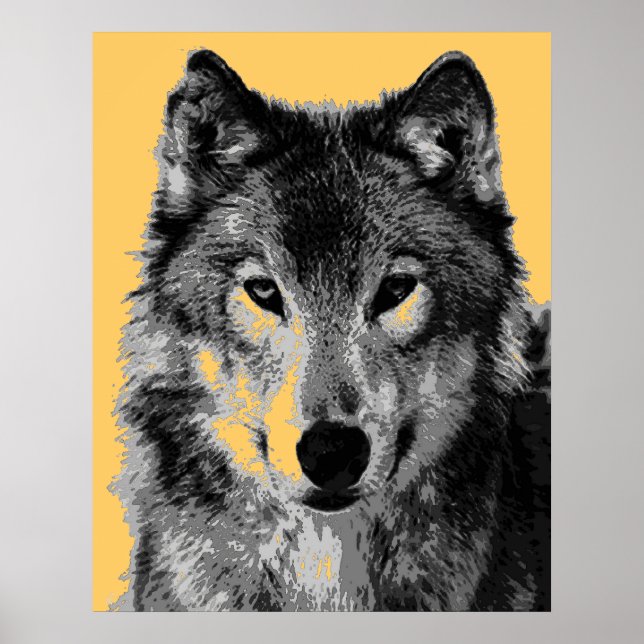 Graue Wolf Poster Print (Vorne)
