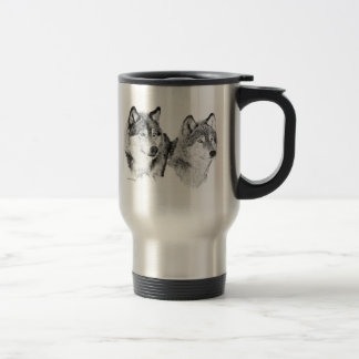 Graue Wolf-Tasse Reisebecher