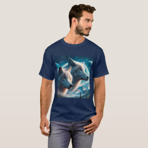Graue Wölfe Blaue Männer T-Shirt