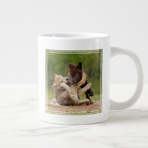 Graue Wolfwelpen ringen Jumbo-Tasse