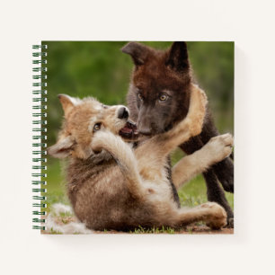 Graue Wolfwelpen ringen Notizbuch