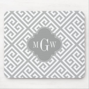 Graue Wt Med Greek Key Diag T dk Graue Name Monogr Mousepad
