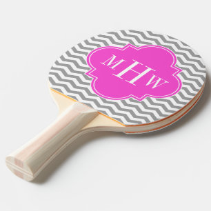 Graue Zickzack Hot-Pink-Folie 3 Monogramm Tischtennis Schläger