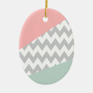 Graue Zickzack Minze und Korallen Keramikornament