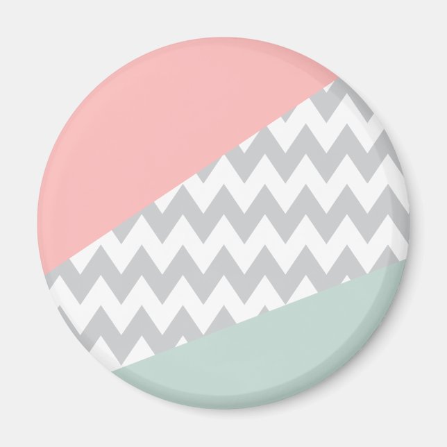 Graue Zickzack Minze und Korallen Magnet (Vorne)