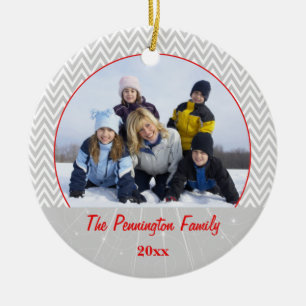 Graue Zickzack ZickzackweihnachtsFotoverzierung Keramikornament