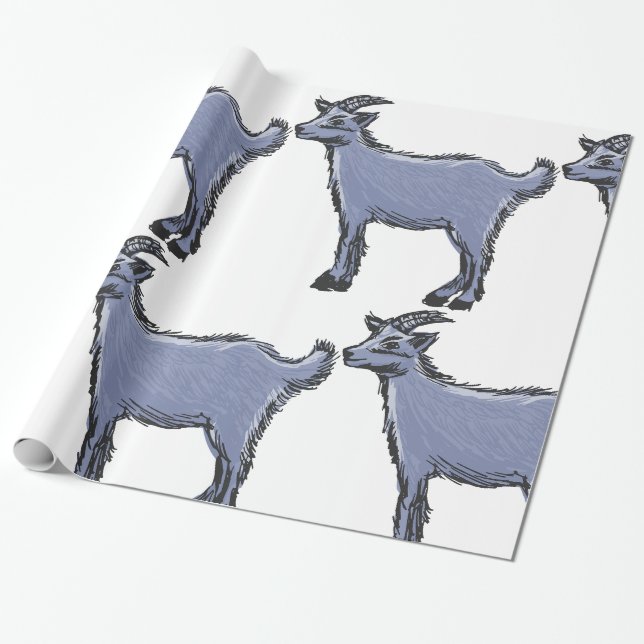 Graue Ziegen Skizze Rustikales Farmtier Geschenkpapier (Ungerollt)