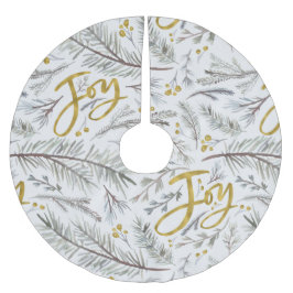 Graue Zwiebeln und Beeren Polyester Weihnachtsbaumdecke