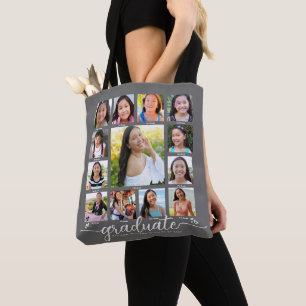 Grauer Abschluss K-12 Moderne Script Foto Collage Tasche