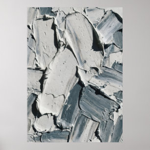 Grauer abstrakter Impasto-Kunstdruck Palettenmes Poster