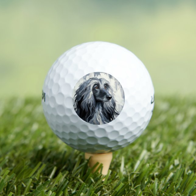 Grauer Afghan Hound Portrait Golfball (Insitu T-Shirt)