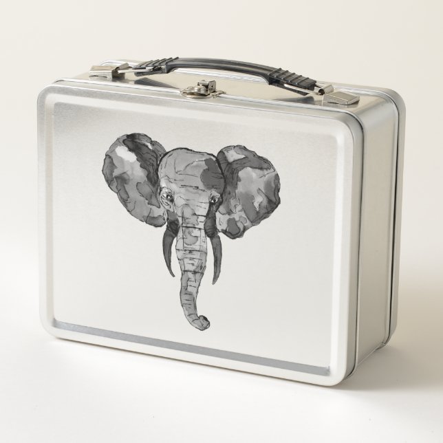 Grauer afrikanischer Elefant Metall Brotdose (Vorderseite)