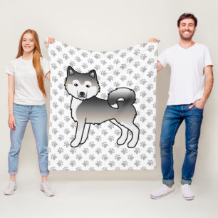 Grauer Alaskan Malamute Süßer Cartoon-Hund & Pfote Fleecedecke
