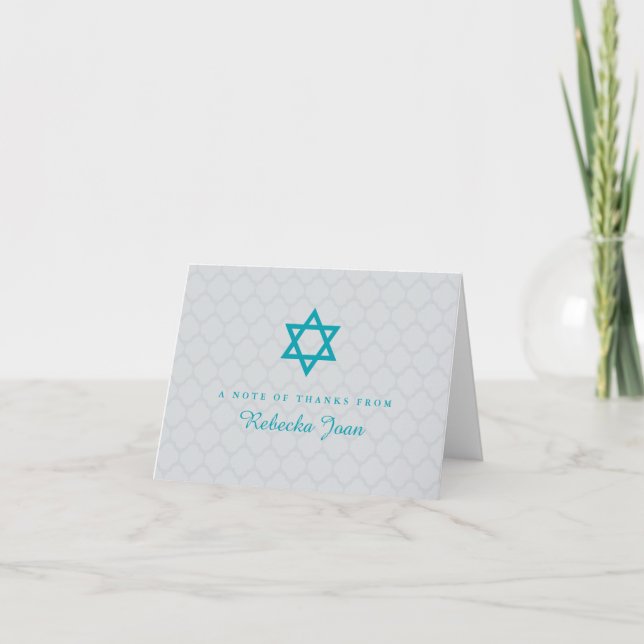 Grauer Aquamariner Star von David Bat Mitzvah Dank Dankeskarte (Vorderseite)