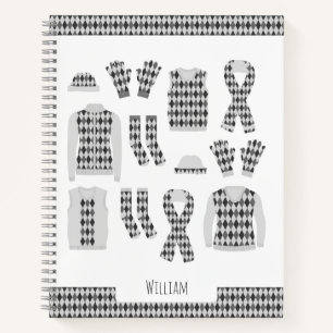 Grauer Argyle-Muster-Notizbuch Notizbuch