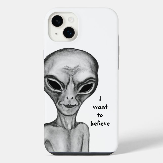 Grauer Außerirdischer, ich will glauben iPhone 14 Plus Hülle (Rückseite)