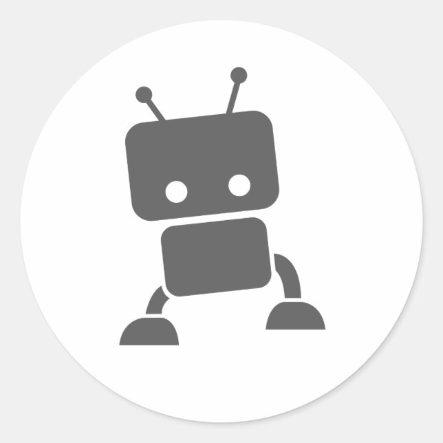 Grauer Baby-Roboter Runder Aufkleber (Vorderseite)