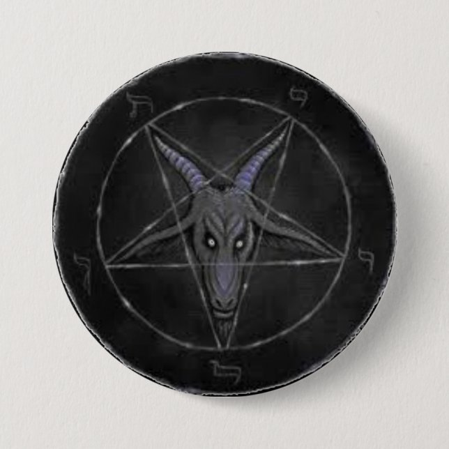 Grauer Baphomet runder Knopf Button (Vorderseite)
