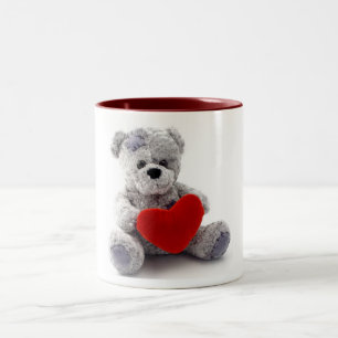 Grauer Bär mit Herz Zweifarbige Tasse