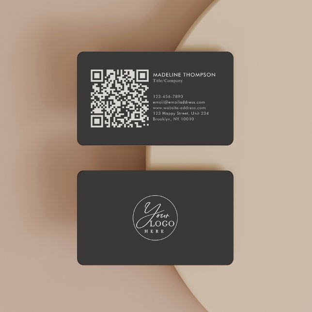 Grauer Beruflicher generischer Firmenlogo QR-Code Visitenkarte (Von Creator hochgeladen)