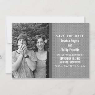 Grauer Binärcode-Foto-Save-the-Date-Einladung Einladung