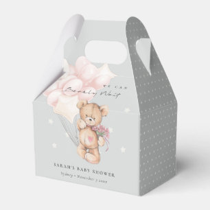 Grauer Blush Bearly Wait Bear Balloon Babydusche Geschenkschachtel