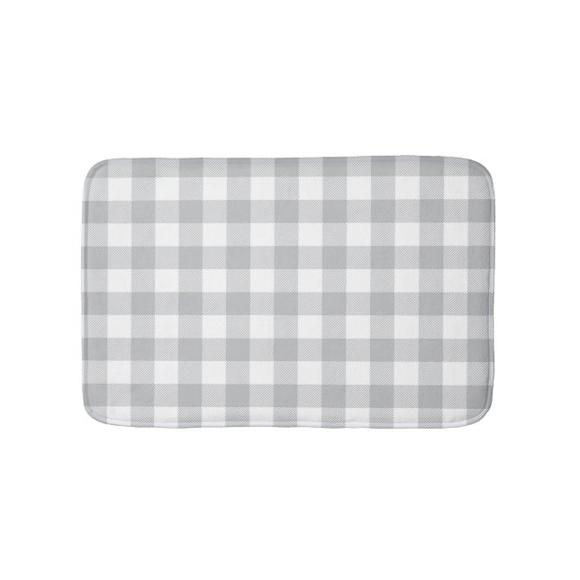 Grauer Büffel-karierte Checkered Muster-Wolldecke Badematte (Vorderseite)