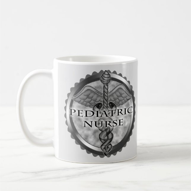 Grauer Caduceus Kinderkrankenschwester Kaffeetasse (Links)