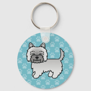 Grauer Cairn Terrier Cartoon-Hund-Illustration Bla Schlüsselanhänger