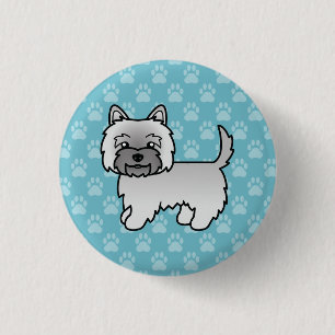 Grauer Cairn Terrier Hund Süße Illustration auf Bl Button