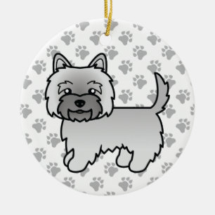 Grauer Cairn Terrier Hund Süße Illustration & Pfot Keramik Ornament