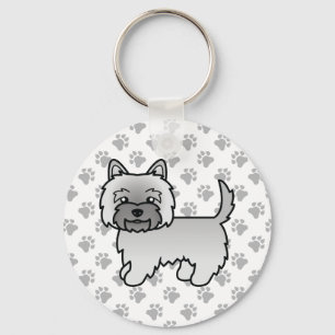 Grauer Cairn Terrier Hund Süße Illustration & Pfot Schlüsselanhänger