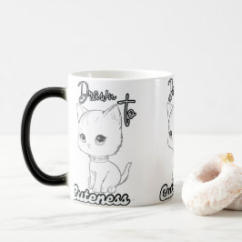 Grauer Cartoon Kitten mit Big Eyes Verwandlungstasse