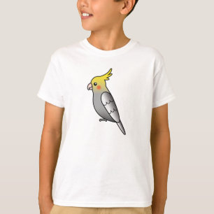 Grauer Cartoon-Nymphensittich-Papagei-Vogel T-Shirt