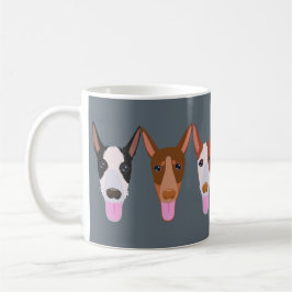 Grauer Cartoon Podenco Dog Faces Kaffeetasse
