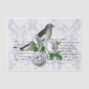 Grauer Damast Blumenmuster Seidenpapier