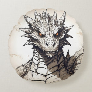 Grauer Drache Rundes Kissen