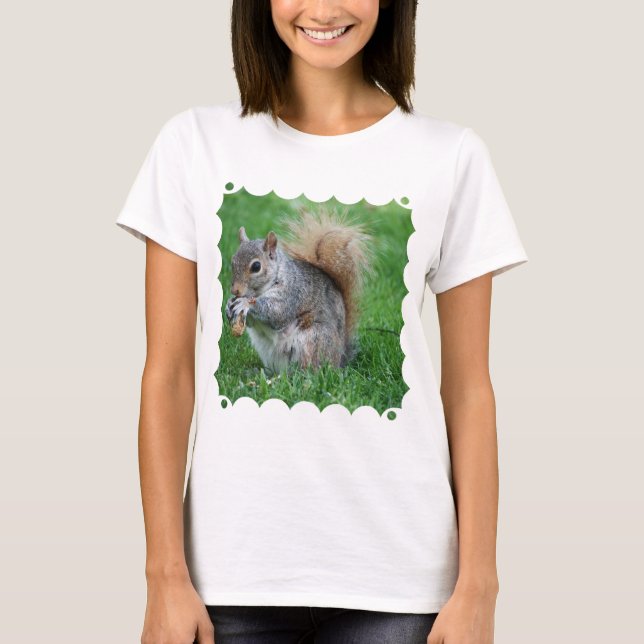 Grauer Eichhörnchen-Damen-T - Shirt (Vorderseite)