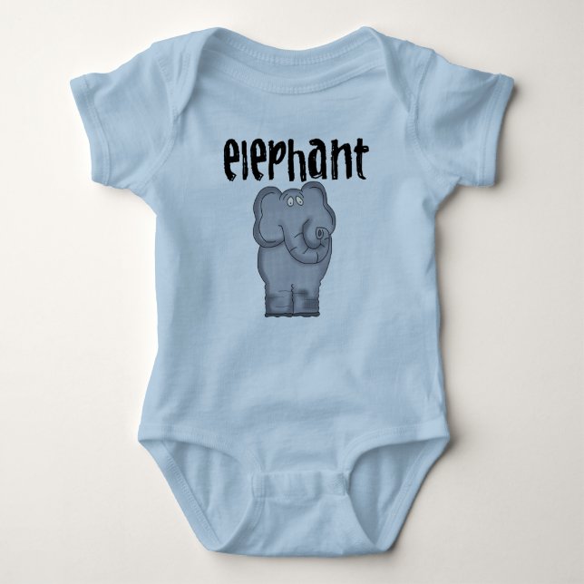 Grauer Elefant Baby Strampler (Vorderseite)