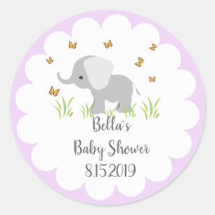 Grauer Elefant-Babyparty-Aufkleber Runder Aufkleber