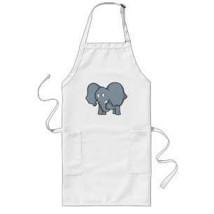 Grauer Elefant Cartoon Lange Schürze