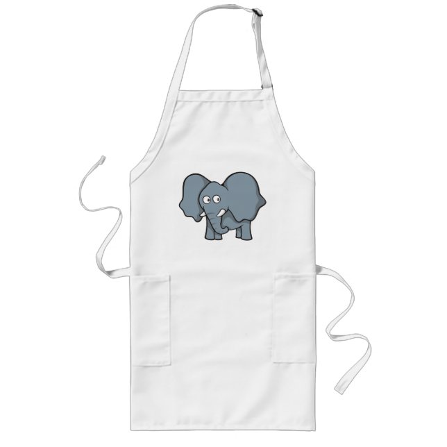 Grauer Elefant Cartoon Lange Schürze (Vorne)