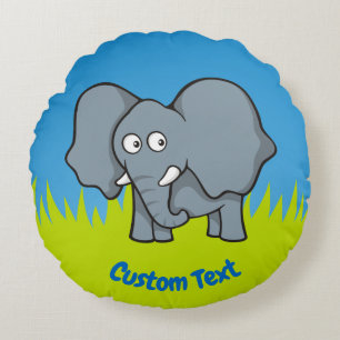 Grauer Elefant Cartoon rundes Kissen