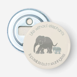 Grauer Elefant mit Baby-inspirierend lustigem Flaschenöffner