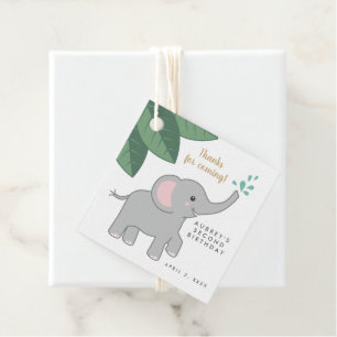 Grauer Elefant mit Wassersprinklen danke Geschenkanhänger