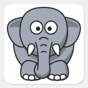 GRAUER ELEFANT QUADRATISCHER AUFKLEBER