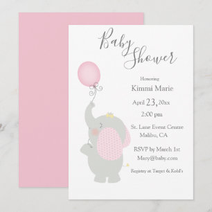 Grauer Elephant BalloonMinimalistisches Niedliches Einladung